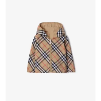 Chaqueta reversible de mezcla de algodón con estampado de cuadros