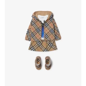 Chaqueta reversible de mezcla de algodón con estampado de cuadros