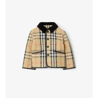 Chaqueta tipo granero de nailon acolchado con estampado de cuadros