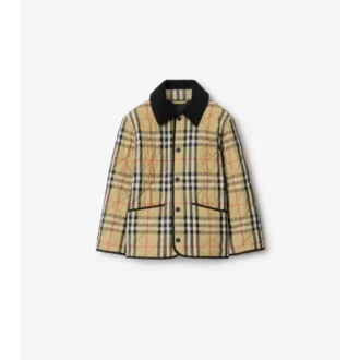 Chaqueta tipo granero de nailon acolchado con estampado de cuadros Chaqueta tipo granero de nailon acolchado con estampado de cuadros