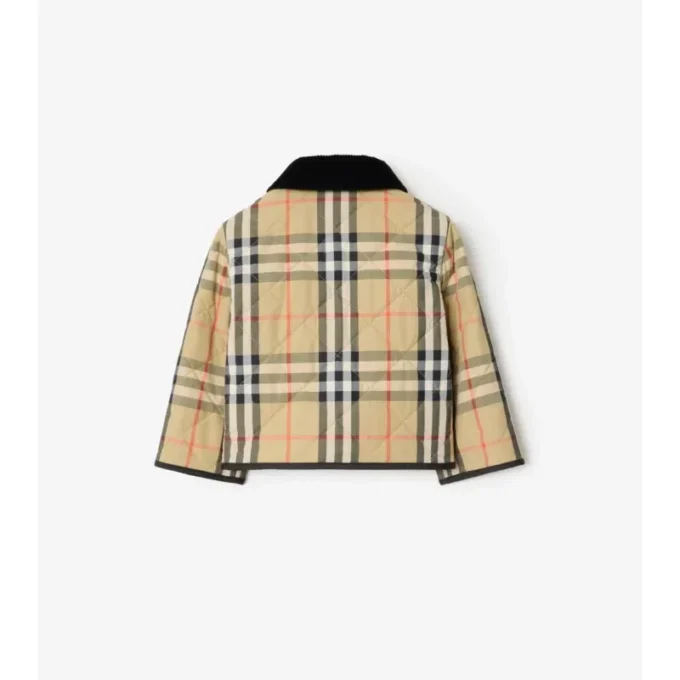 Chaqueta tipo granero de nailon acolchado con estampado de cuadros Chaqueta tipo granero de nailon acolchado con estampado de cuadros
