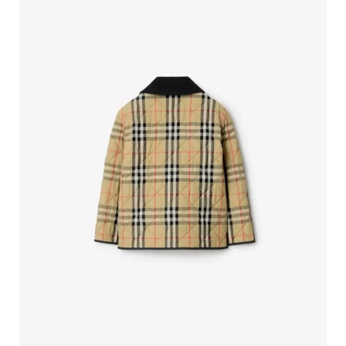 Chaqueta tipo granero de nailon acolchado con estampado de cuadros Chaqueta tipo granero de nailon acolchado con estampado de cuadros