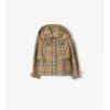 Chaqueta trench con capucha de algodón a cuadros