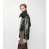 Chaqueta trench corta de cuero repujado Chaqueta trench corta de cuero repujado