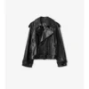 Chaqueta trench corta de piel repujada Chaqueta trench corta de piel repujada