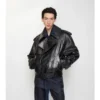 Chaqueta trench corta de piel repujada Chaqueta trench corta de piel repujada