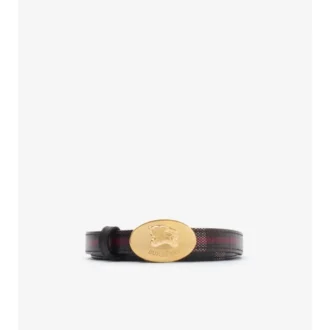 Cinturón fino reversible con estampado de caballero a cuadros 