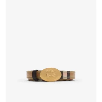 Cinturón fino reversible con estampado de caballero a cuadros 
