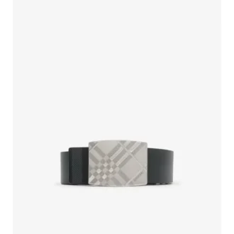 Cinturón reversible con estampado de cuadros grabado