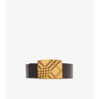 Cinturón reversible con estampado de cuadros grabado