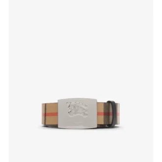 Cinturón reversible con estampado de cuadros y sello del caballero