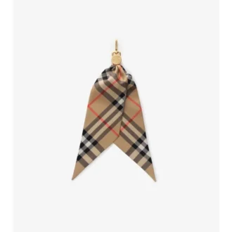 Colgante de pañuelo de seda con estampado de cuadros