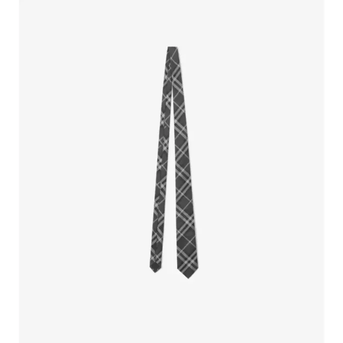 Corbata de seda con estampado de cuadros