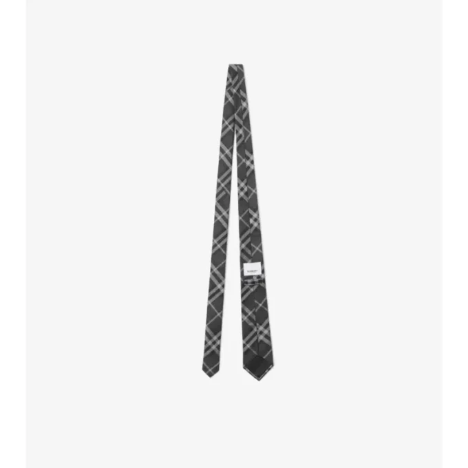 Corbata de seda con estampado de cuadros