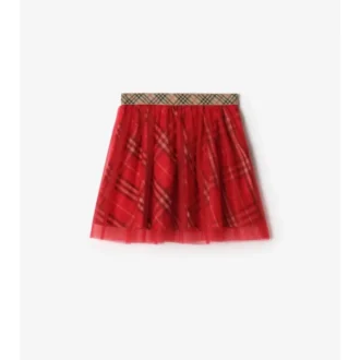 Falda de tul con estampado de cuadros