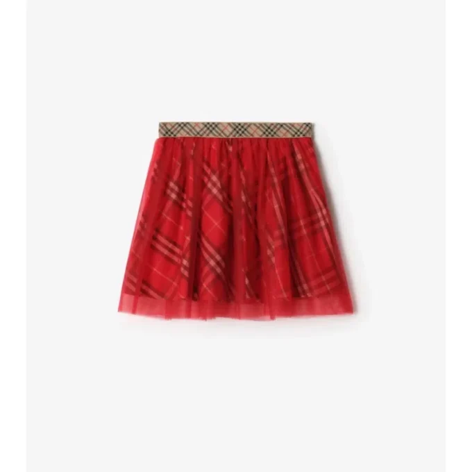 Falda de tul con estampado de cuadros Falda de tul con estampado de cuadros