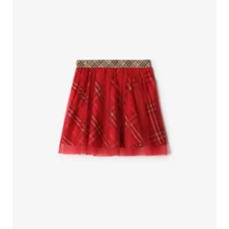 Falda de tul con estampado de cuadros
