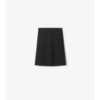 Falda midi plisada de mezcla de lana