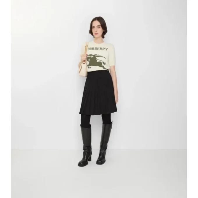 Falda midi plisada de mezcla de lana Falda midi plisada de mezcla de lana