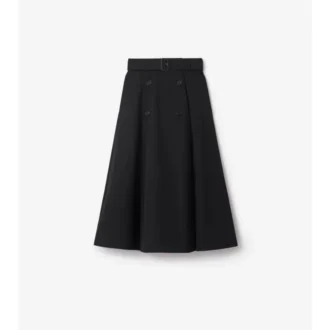 Falda midi tipo trench de gabardine