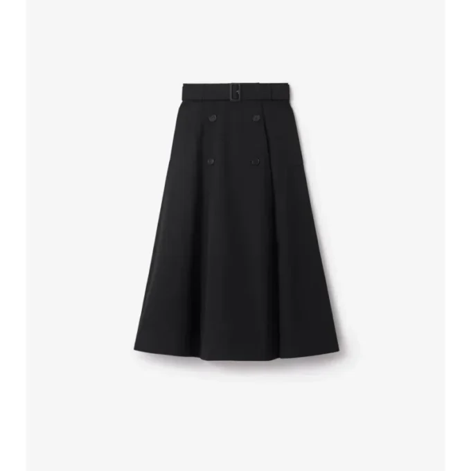 Falda midi tipo trench de gabardine Falda midi tipo trench de gabardine