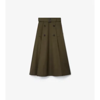 Falda midi tipo trench de gabardine