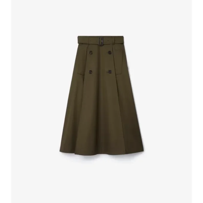 Falda midi tipo trench de gabardine Falda midi tipo trench de gabardine