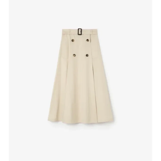 Falda midi tipo trench de gabardine Falda midi tipo trench de gabardine