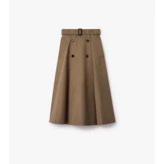 Falda midi tipo trench de gabardine