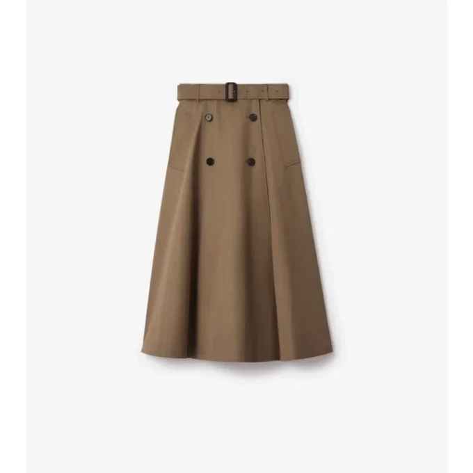 Falda midi tipo trench de gabardine Falda midi tipo trench de gabardine