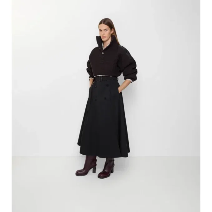 Falda midi tipo trench de gabardine Falda midi tipo trench de gabardine