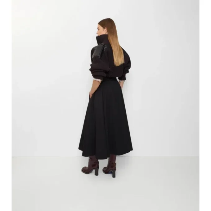 Falda midi tipo trench de gabardine Falda midi tipo trench de gabardine