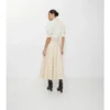 Falda midi tipo trench de gabardine Falda midi tipo trench de gabardine