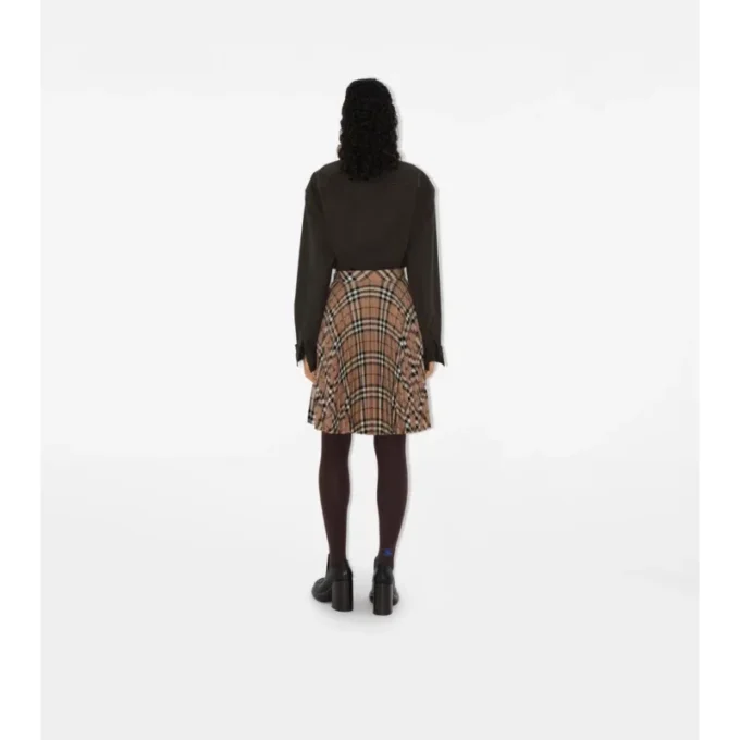 Falda plisada de mezcla de lana con estampado de cuadros Falda plisada de mezcla de lana con estampado de cuadros
