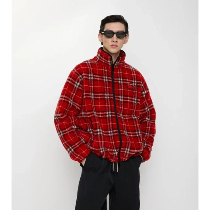 Forro polar de mezcla de lana y cachemira con estampado de cuadros Forro polar de mezcla de lana y cachemira con estampado de cuadros