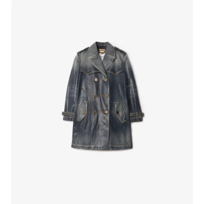 Gabardina corta de denim Trench Coat Gabardina corta de denim Trench Coat
