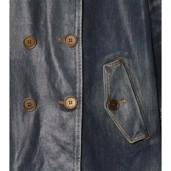 Gabardina corta de denim Trench Coat Gabardina corta de denim Trench Coat