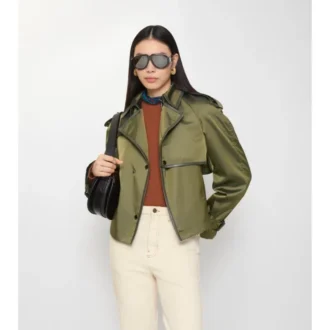 Gabardina corta de mezcla de nailon