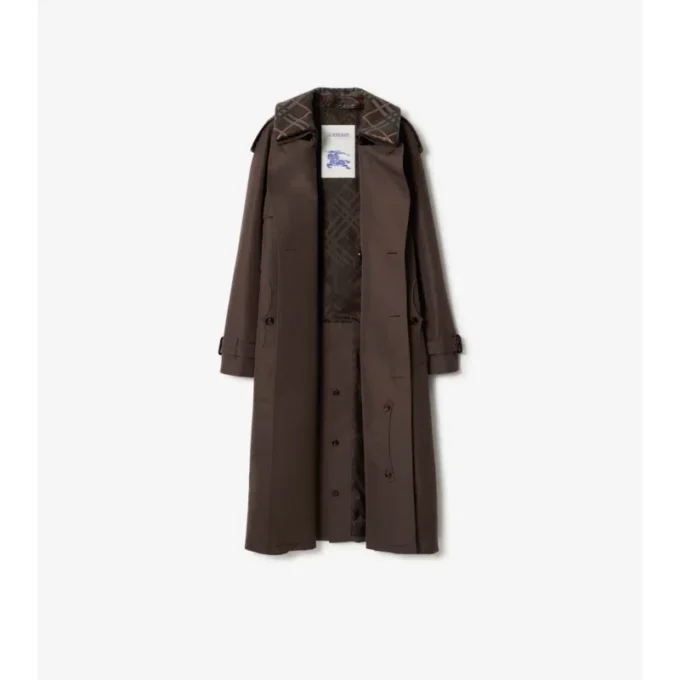 Gabardina de algodón y seda con cuello largo a cuadros Gabardina de algodón y seda con cuello largo a cuadros