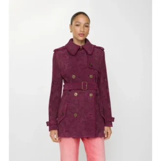 Gabardina Foxfield corta de gamuza con estampado de cachemira