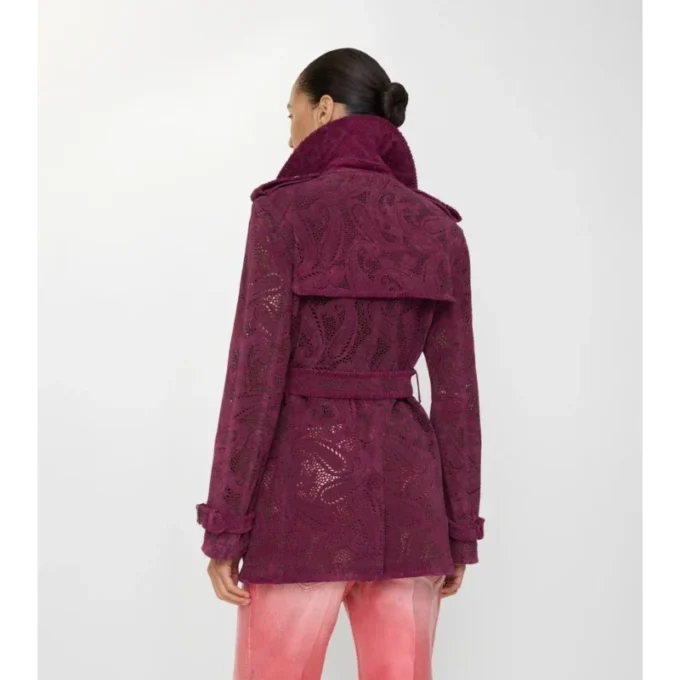 Gabardina Foxfield corta de gamuza con estampado de cachemira Gabardina Foxfield corta de gamuza con estampado de cachemira