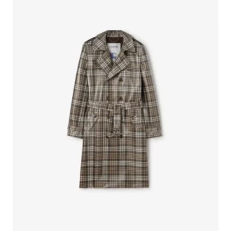 Gabardina Foxfield larga con efecto rafia y estampado de cuadros