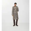 Gabardina Foxfield larga con efecto rafia y estampado de cuadros Gabardina Foxfield larga con efecto rafia y estampado de cuadros