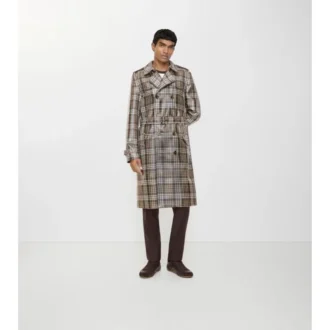 Gabardina Foxfield larga con efecto rafia y estampado de cuadros