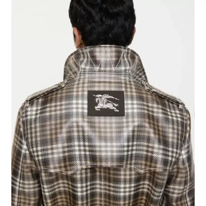 Gabardina Foxfield larga con efecto rafia y estampado de cuadros Gabardina Foxfield larga con efecto rafia y estampado de cuadros