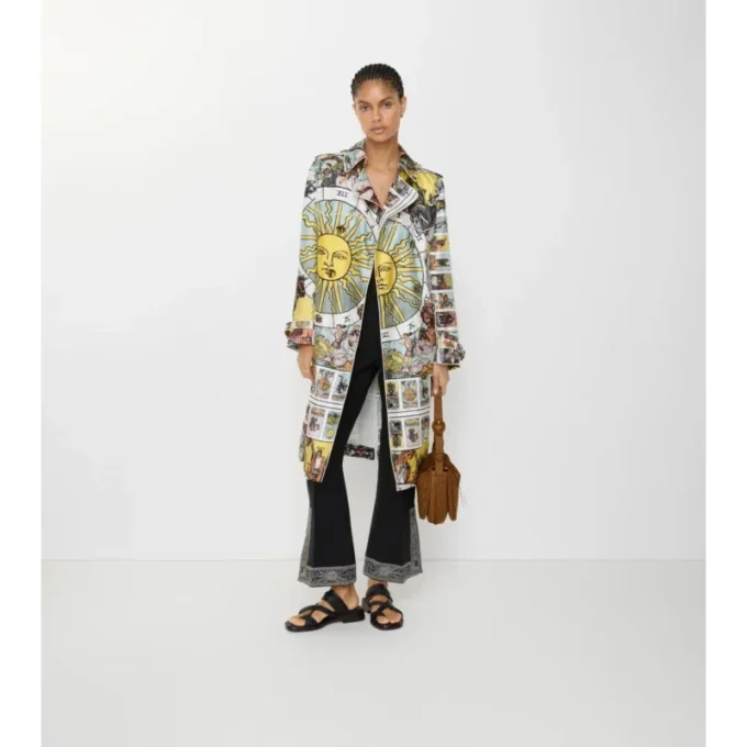 Gabardina Foxfield larga de seda con estampado de tarot Gabardina Foxfield larga de seda con estampado de tarot