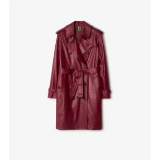 Gabardina Kensington de cuero de largo medio