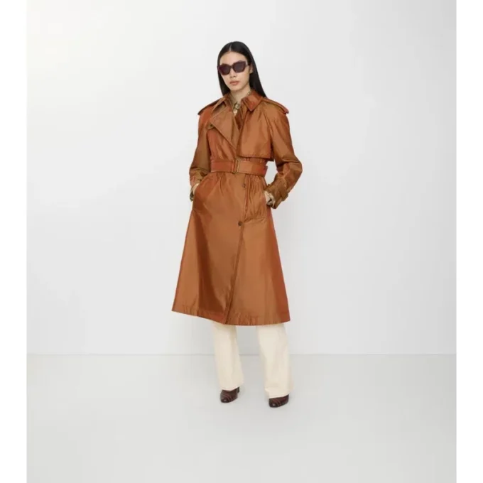 Gabardina larga de mezcla de nylon