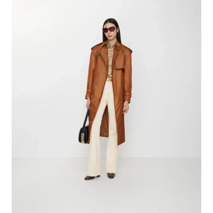 Gabardina larga de mezcla de nylon