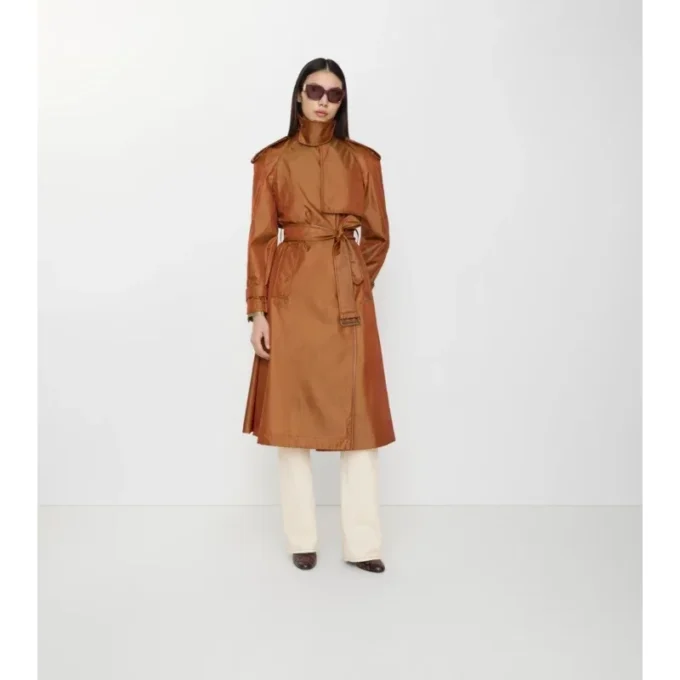 Gabardina larga de mezcla de nylon